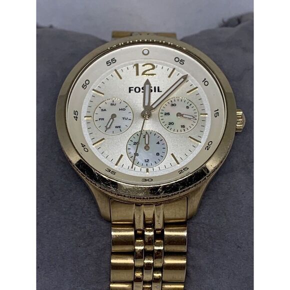 Fossil ES3240 Women's Gold Stainless Steel Analog Dial Quartz Genuine Watch Ee21 - Picture 1 of 11